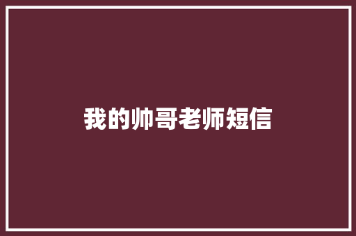 我的帅哥老师短信