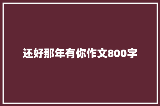 还好那年有你作文800字