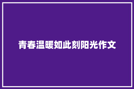 青春温暖如此刻阳光作文