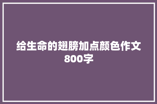 给生命的翅膀加点颜色作文800字