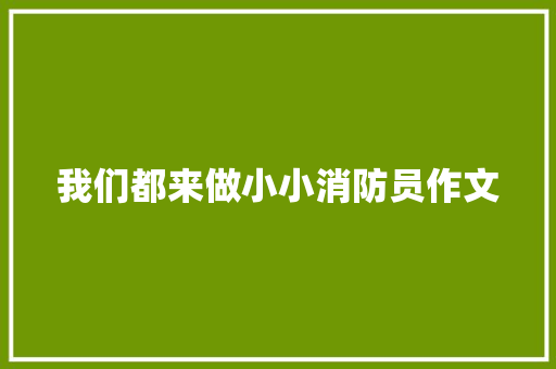 我们都来做小小消防员作文