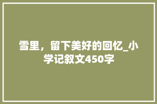 雪里，留下美好的回忆_小学记叙文450字