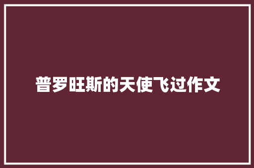 普罗旺斯的天使飞过作文