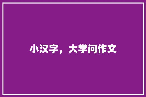 小汉字，大学问作文