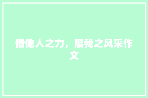 借他人之力，展我之风采作文