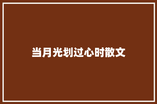 当月光划过心时散文