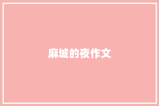 麻城的夜作文