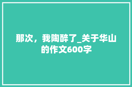 那次，我陶醉了_关于华山的作文600字