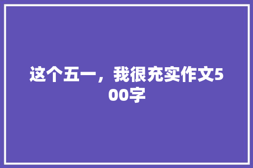 这个五一，我很充实作文500字