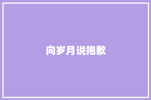 向岁月说抱歉