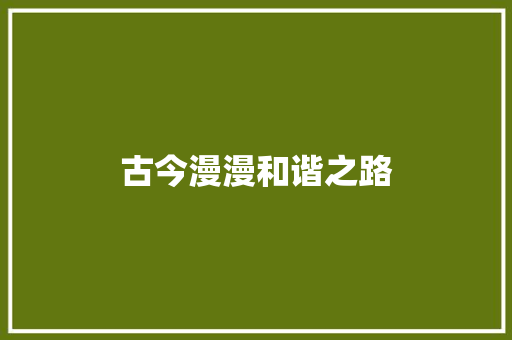 古今漫漫和谐之路