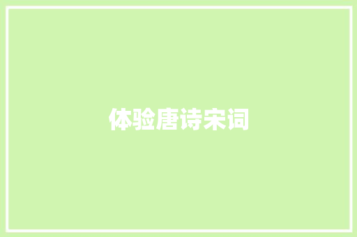体验唐诗宋词
