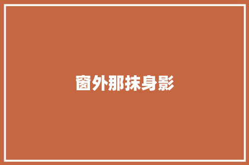 窗外那抹身影