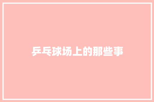 乒乓球场上的那些事