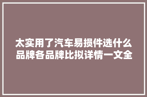 太实用了汽车易损件选什么品牌各品牌比拟详情一文全通用 汽车知识