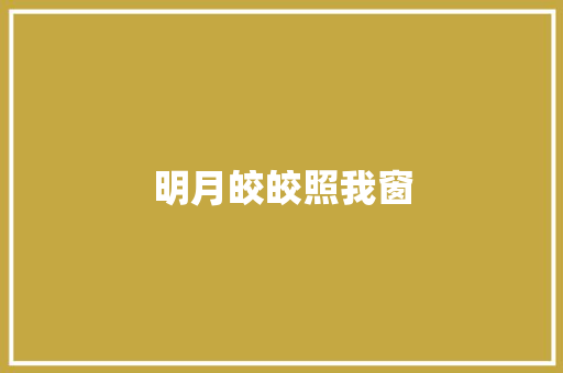 明月皎皎照我窗