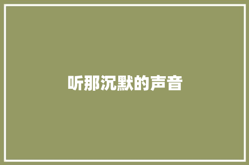 听那沉默的声音