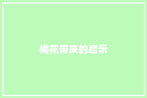 梅花带来的启示