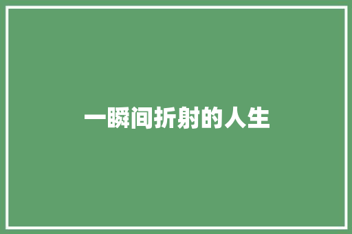 一瞬间折射的人生