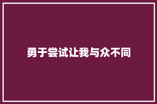 勇于尝试让我与众不同