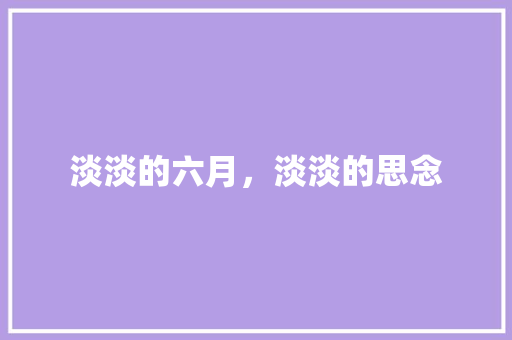 淡淡的六月，淡淡的思念