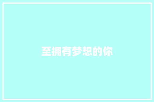 至拥有梦想的你