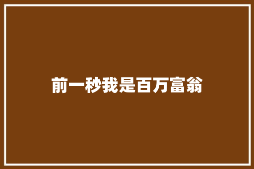 前一秒我是百万富翁