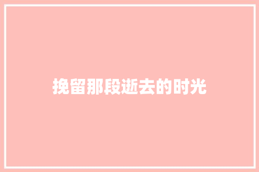挽留那段逝去的时光