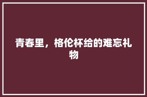 青春里，格伦杯给的难忘礼物