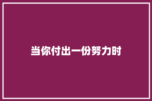 当你付出一份努力时