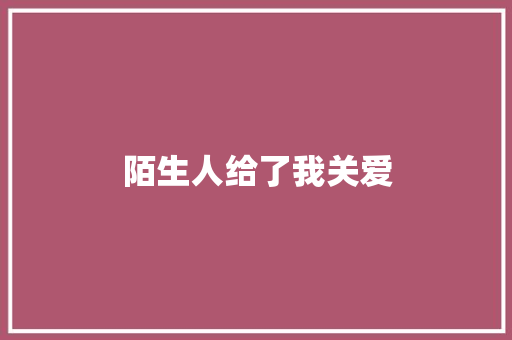 陌生人给了我关爱