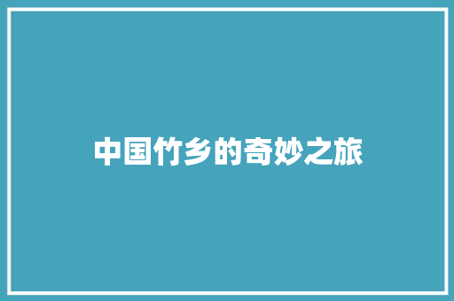 中国竹乡的奇妙之旅