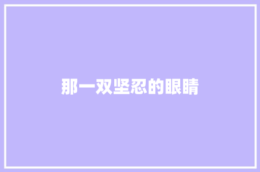 那一双坚忍的眼睛