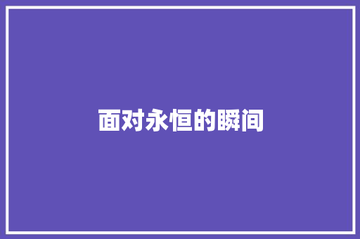 面对永恒的瞬间
