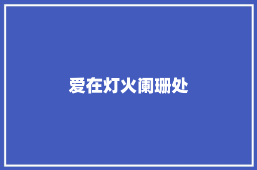 爱在灯火阑珊处