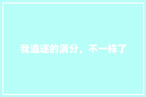 我追逐的满分，不一样了