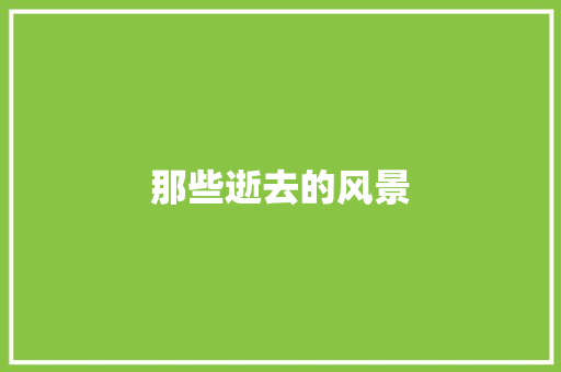 那些逝去的风景