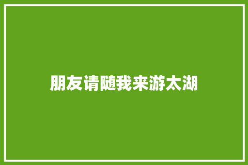 朋友请随我来游太湖