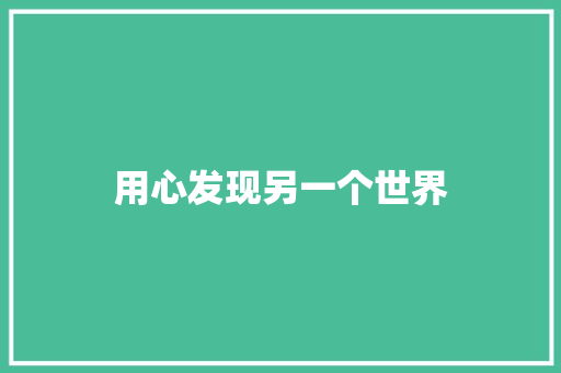用心发现另一个世界