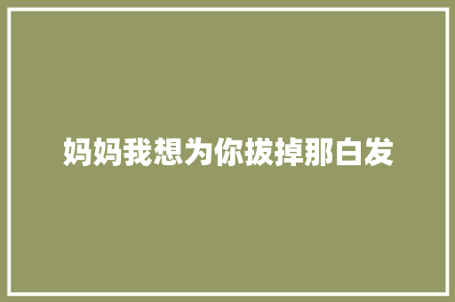 妈妈我想为你拔掉那白发