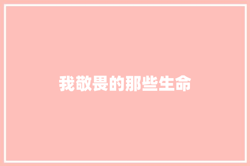 我敬畏的那些生命
