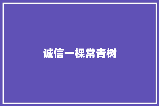 诚信一棵常青树