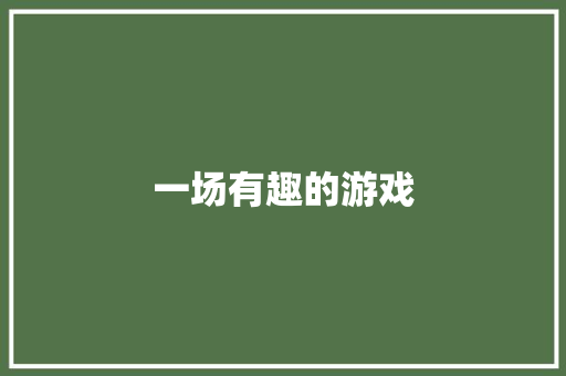 一场有趣的游戏
