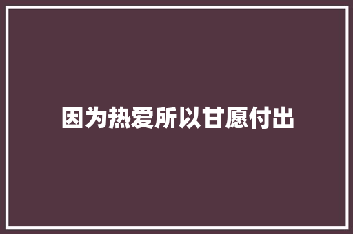 因为热爱所以甘愿付出