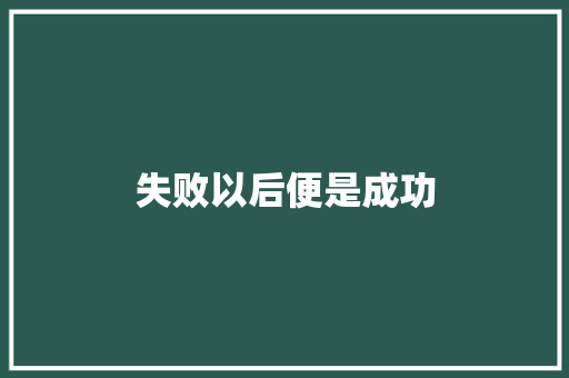 失败以后便是成功