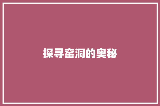 探寻窑洞的奥秘