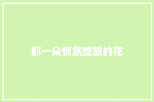 那一朵悄然绽放的花