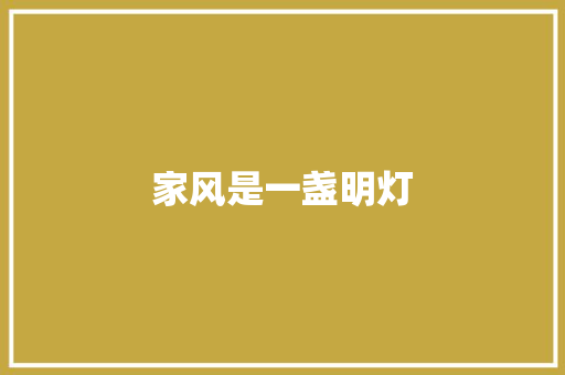 家风是一盏明灯