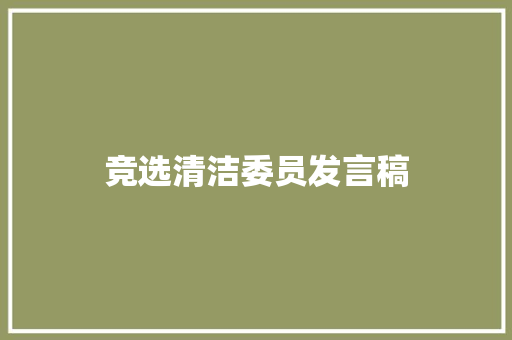 竞选清洁委员发言稿