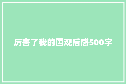 厉害了我的国观后感500字